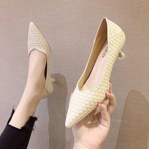 New autumn pointed toe pumps stiletto medium heel